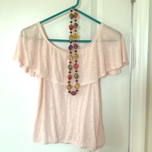Pink off the shoulder tee shirt